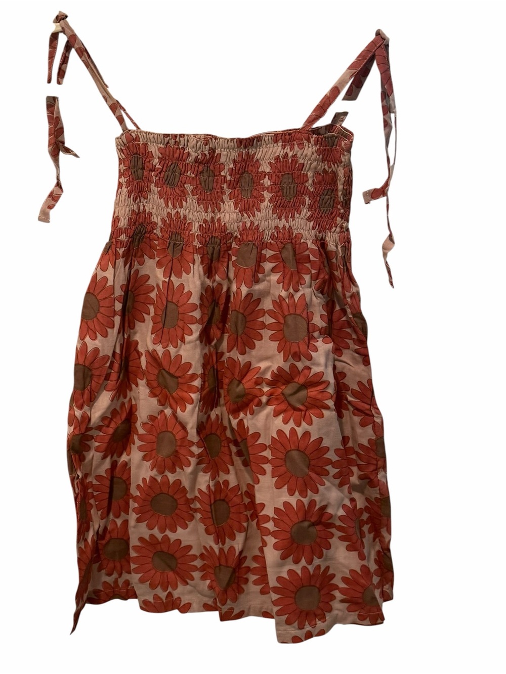 Raj Kids Sunflower Smocked Dress Tie Strap Size 5